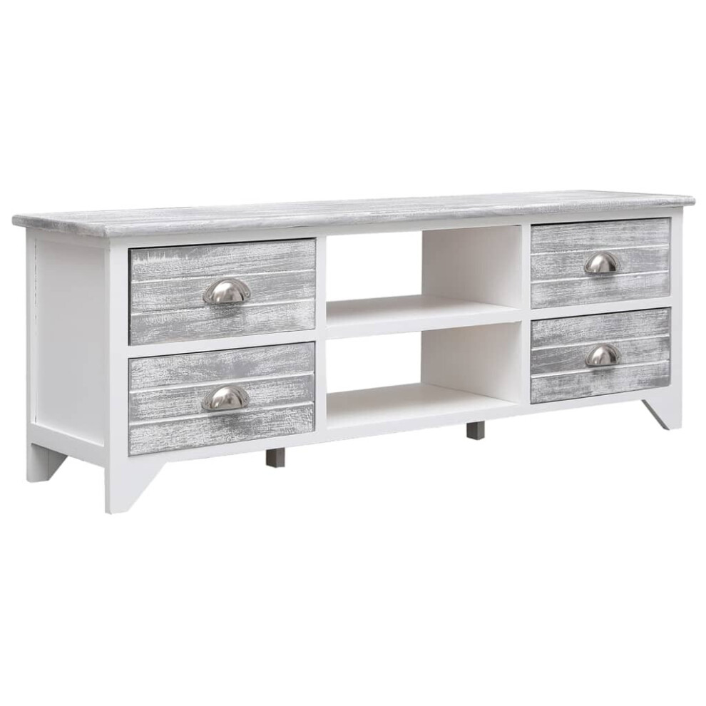 (white And grey) vidaXL TV Cabinet Entertainment Centre TV Stand TV Unit Solid Paulownia Wood