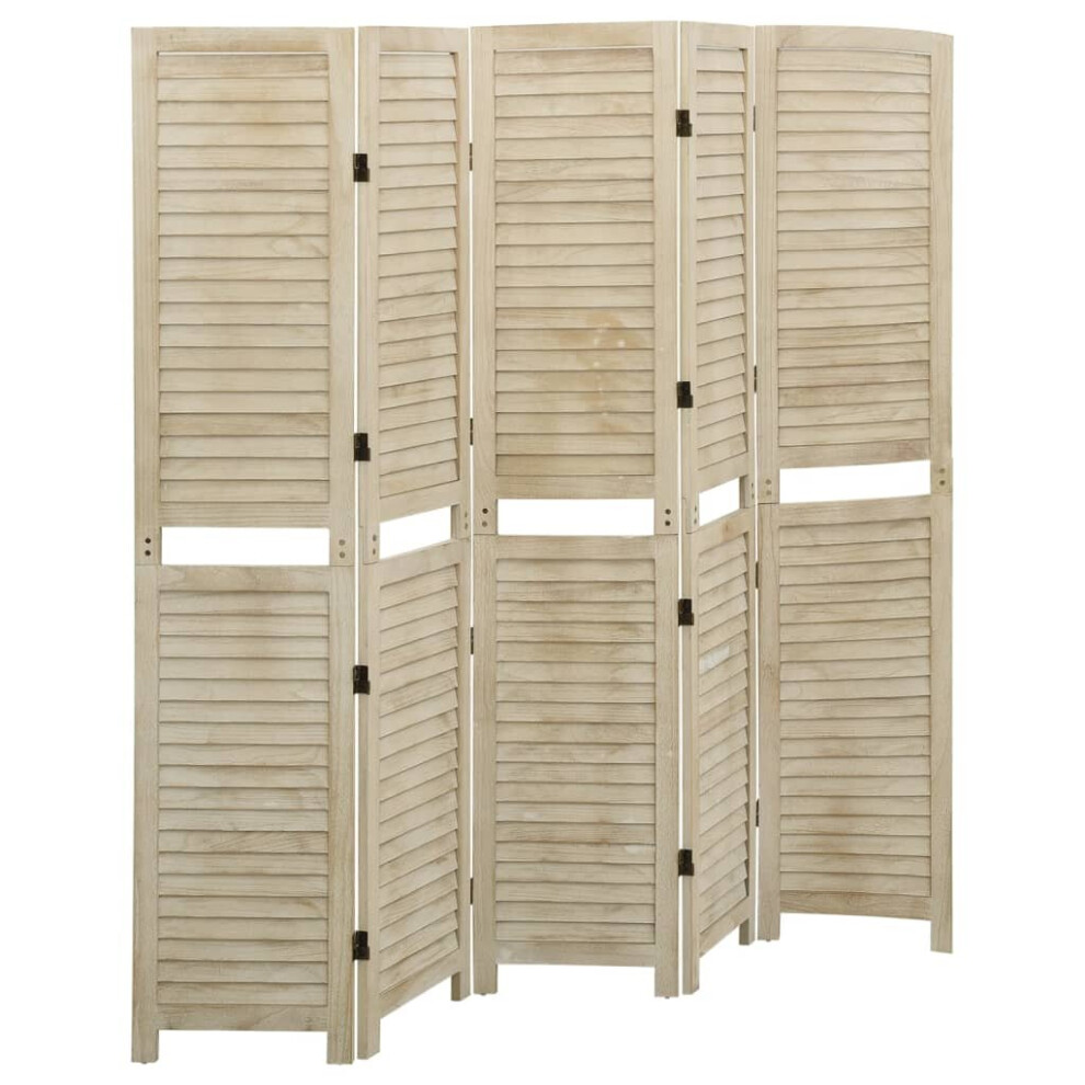 vidaXL Solid Paulownia Wood 5 Panel Room Divider 175 x 165cm Brown - Image 3