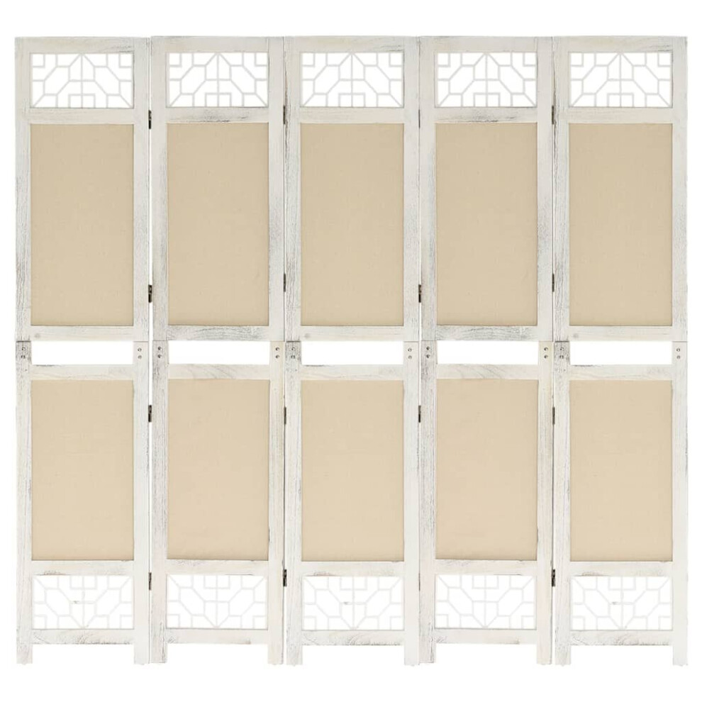 (175 X 165 cm) vidaXL 6-Panel Room Divider Cream Fabric Privacy Folding Screen Multi Sizes