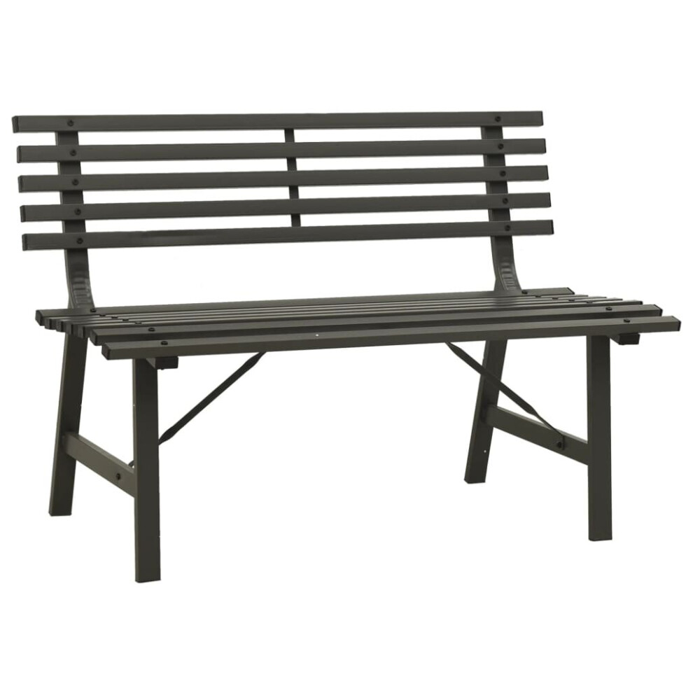 (black) vidaXL Garden Bench 110 cm Steel Outdoor Terrace Bench Seating Grey/Black