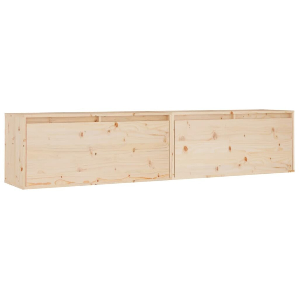 New Vidaxl (, 2) Wall Cabinet Hanging Storage Cabinet Wall Cupboard Solid Wood Pine Brown 813456