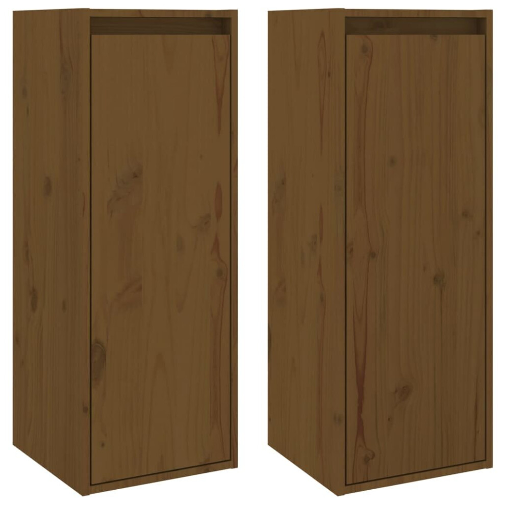 Vidaxl (Honey Brown, 2) 1/2X Solid Wood Pine Wall Cabinet Shelf Hanging Wall Unit Multi Colours