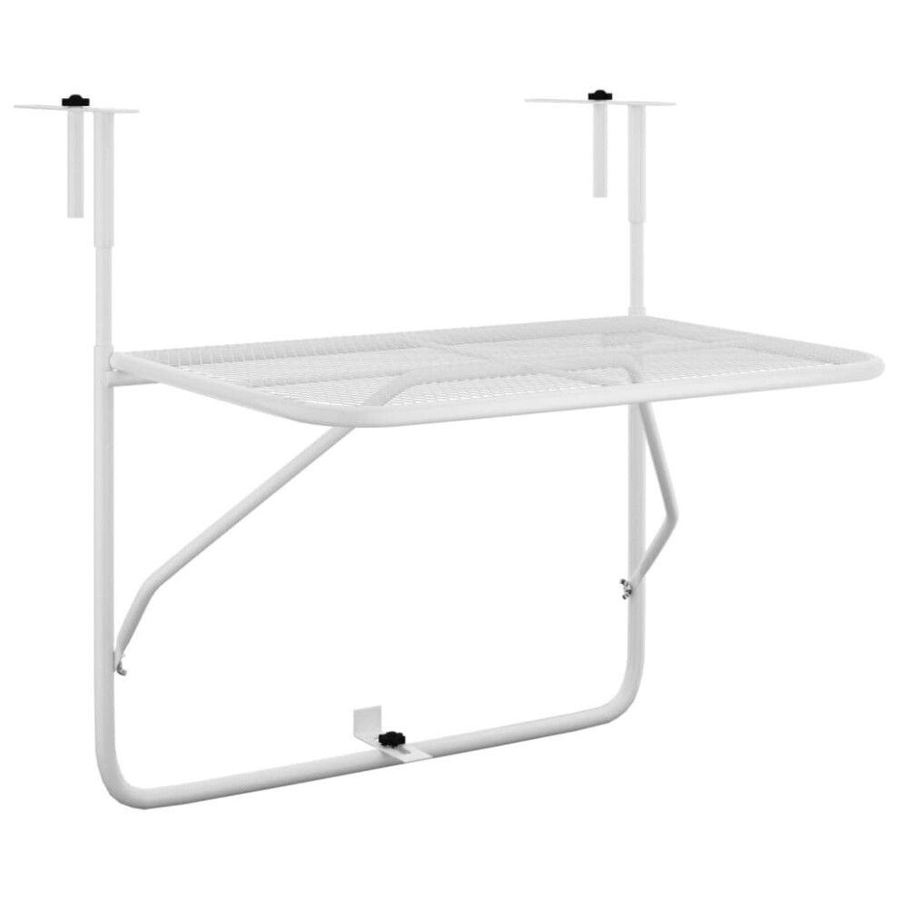 Vidaxl White (White) Balcony Table Steel Patio Folding Side Hanging Table Multi Colours
