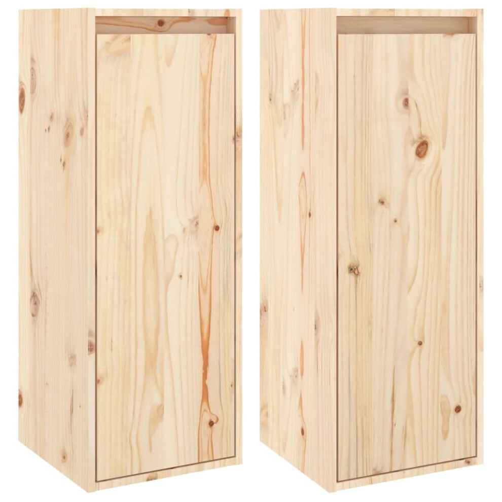 Vidaxl (Brown, 2) 1/2X Solid Wood Pine Wall Cabinet Shelf Hanging Wall Unit Multi Colours