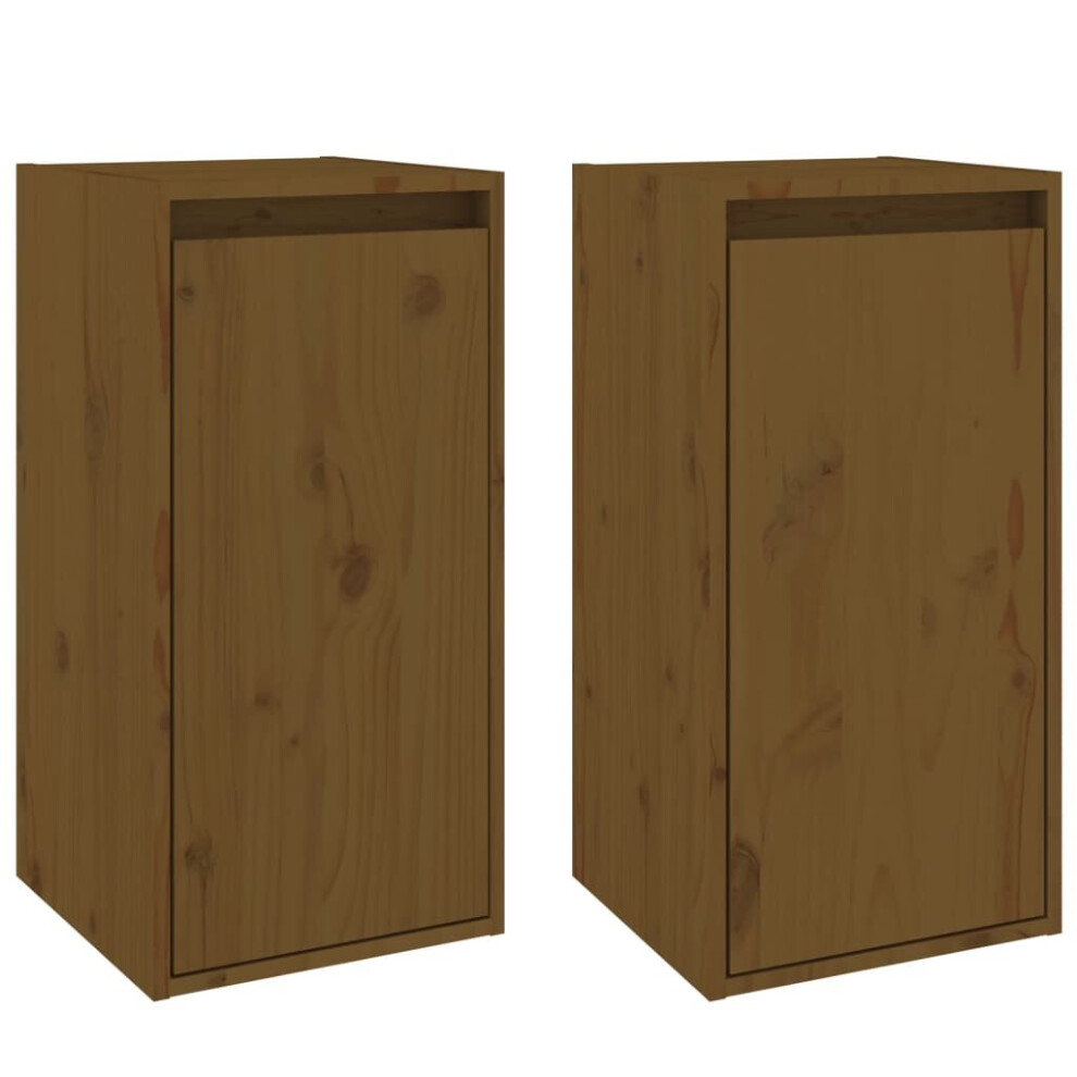 Vidaxl (Honey Brown, 2) Wall Cabinet Hanging Storage Cabinet Wall Cupboard Solid Wood Pine