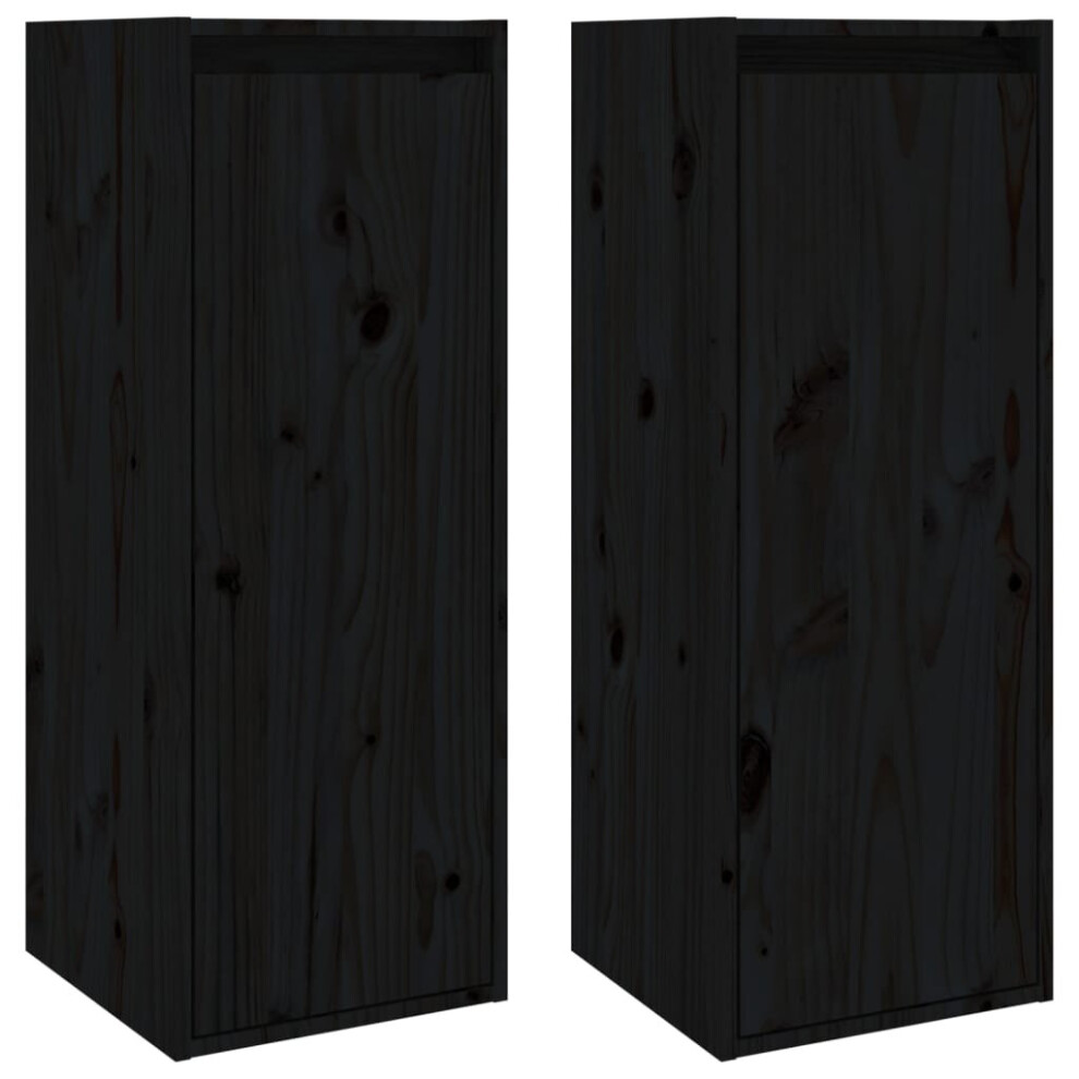 Vidaxl (Black, 2) 1/2X Solid Wood Pine Wall Cabinet Shelf Hanging Wall Unit Multi Colours