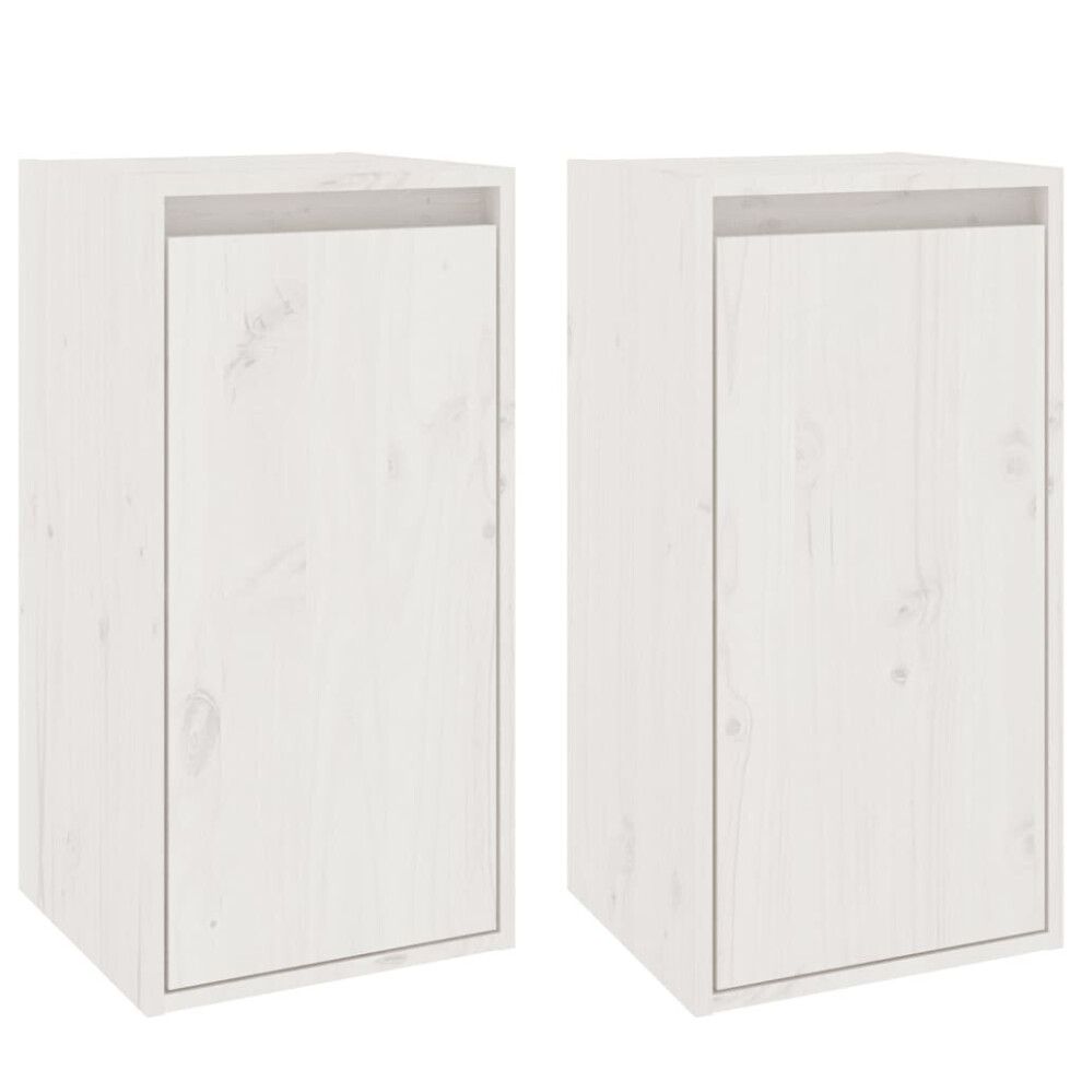 Vidaxl (White, 2) Wall Cabinet Hanging Storage Cabinet Wall Cupboard Solid Wood Pine