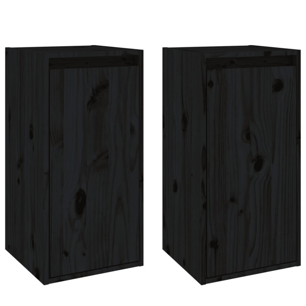 (black, 2) vidaXL Wall Cabinet Hanging Storage Cabinet Wall Cupboard Solid Wood Pine