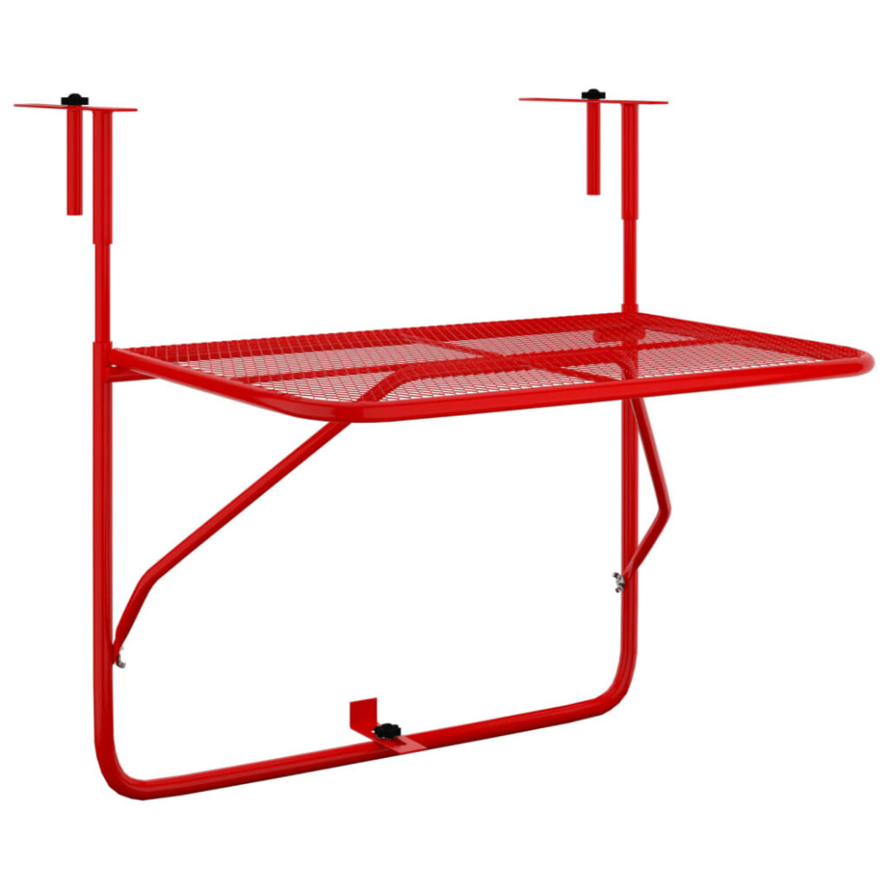 (red) vidaXL Balcony Table Steel Patio Folding Side Hanging Table Multi Colours