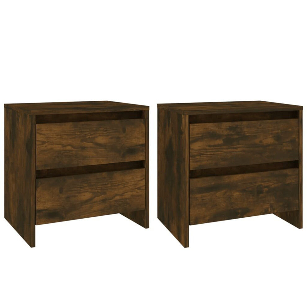 (smoked oak, 2) vidaXL 1/2x Bedside Cabinet Chipboard Home Side End Accent Table Multi Colours