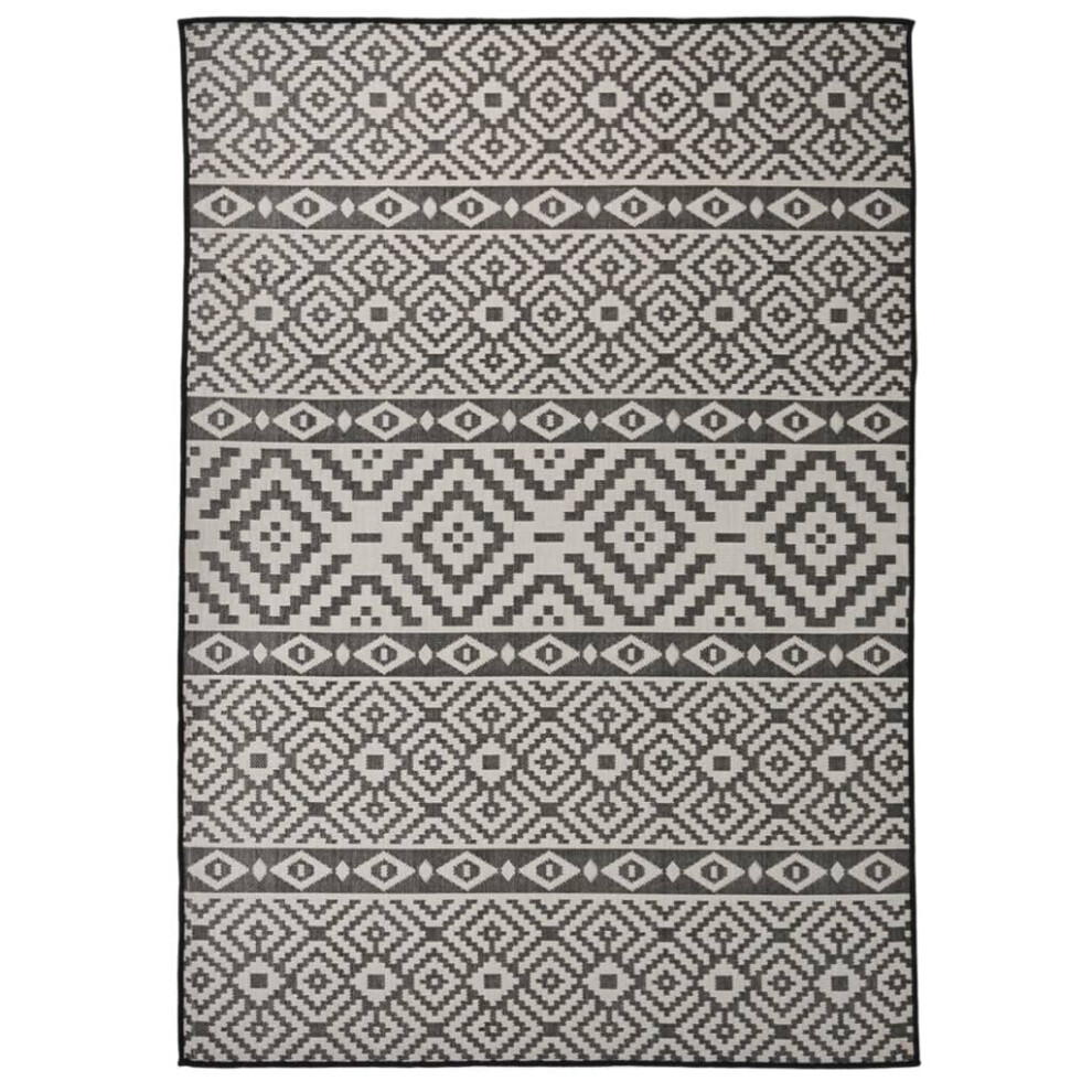 Vidaxl (Black Stripes, 140 X 200 Cm) Outdoor Flatweave Rug Patio Garden Runner Mat Area Rug Floor Carpet