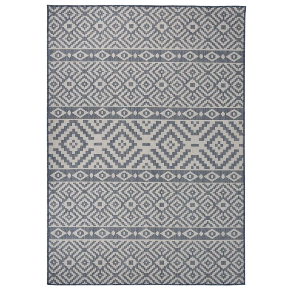 Vidaxl (Blue Stripes, 140 X 200 Cm) Outdoor Flatweave Rug Patio Garden Runner Mat Area Rug Floor Carpet