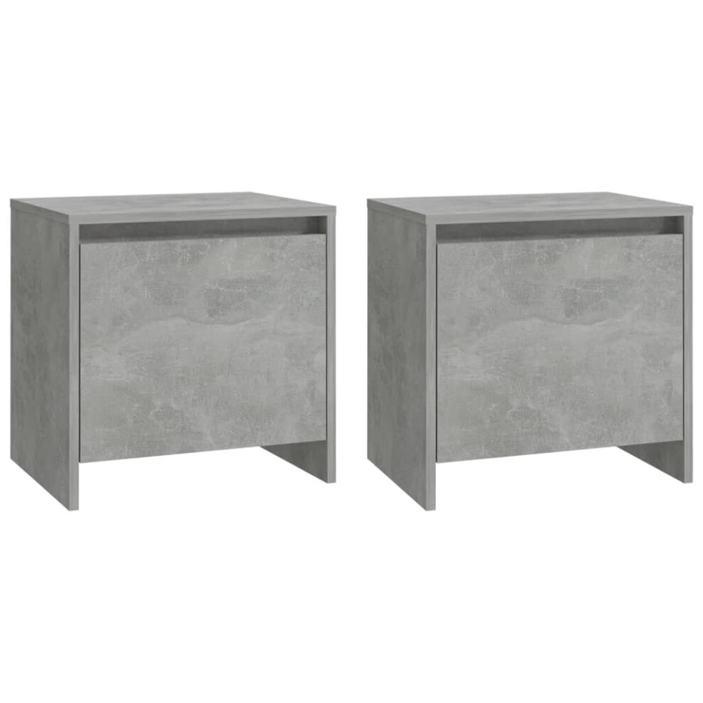 Vidaxl (Concrete Grey, 2) 1/2X Bedside Cabinets Chipboard Side Cabinet Furniture Multi Colours