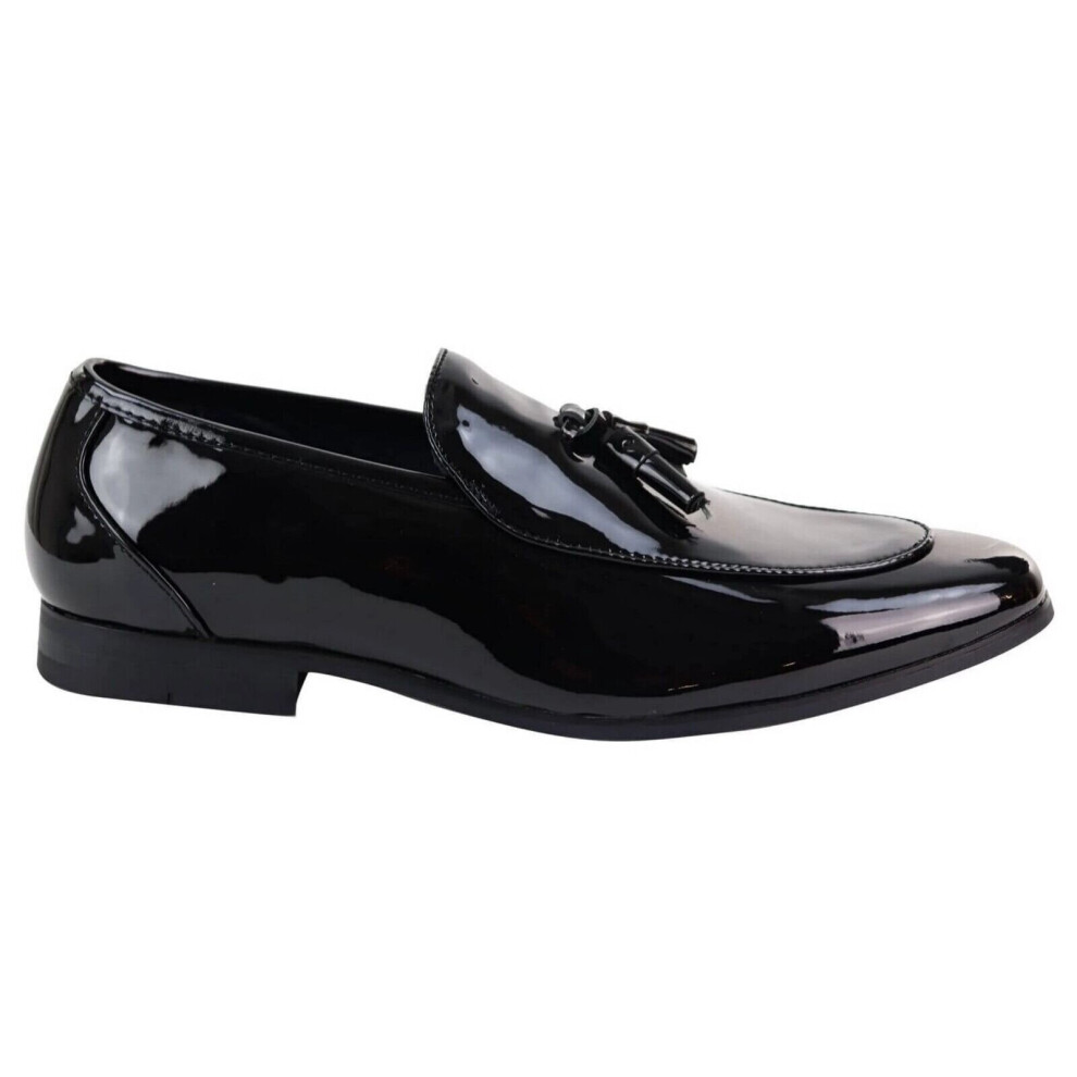 (10) Mens Black Patent Leather Slip on Loafers Shoes