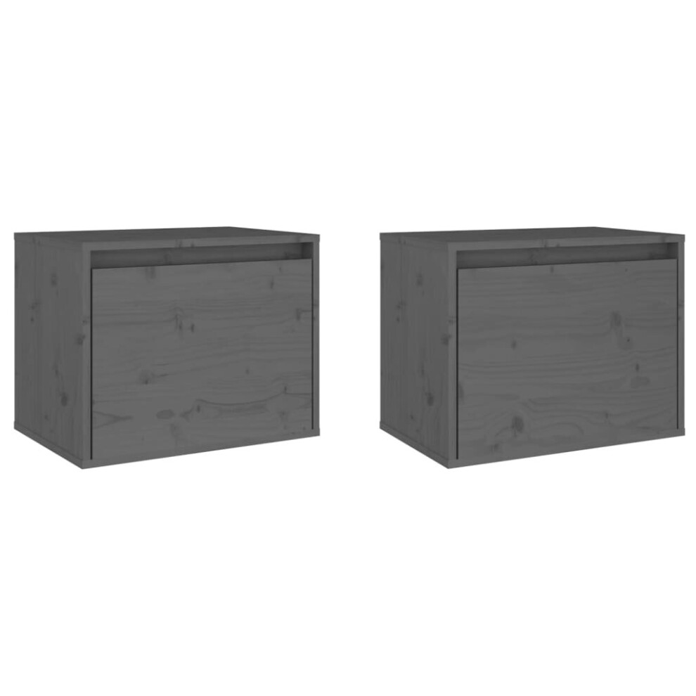 Vidaxl (Grey, 2) Wall Cabinet Hanging Storage Cabinet Wall Cupboard Solid Wood Pine