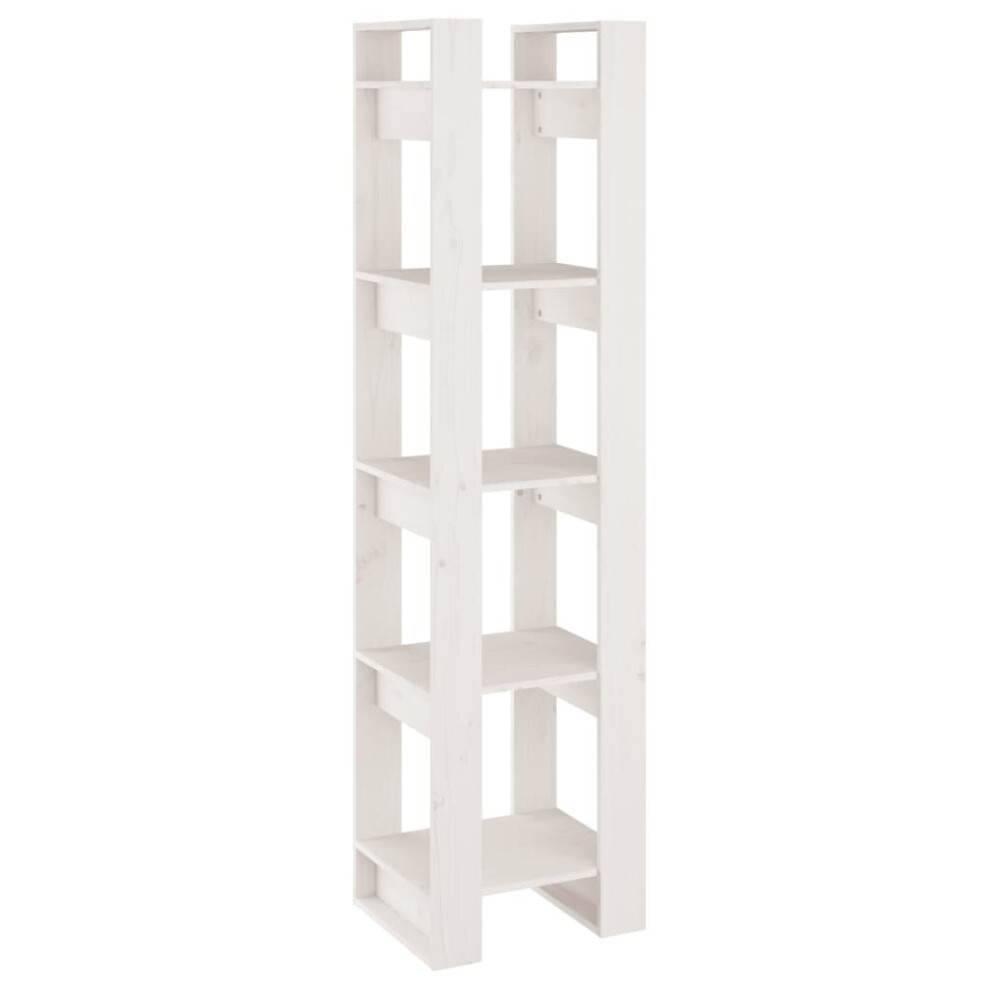 (white) vidaXL Solid Wood Pine Book Cabinet/Room Divider Storage Rack Multi Colours