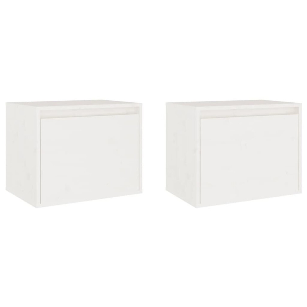 Vidaxl (, 2) Wall Cabinet Hanging Storage Cabinet Wall Cupboard Solid Wood Pine White Size 2