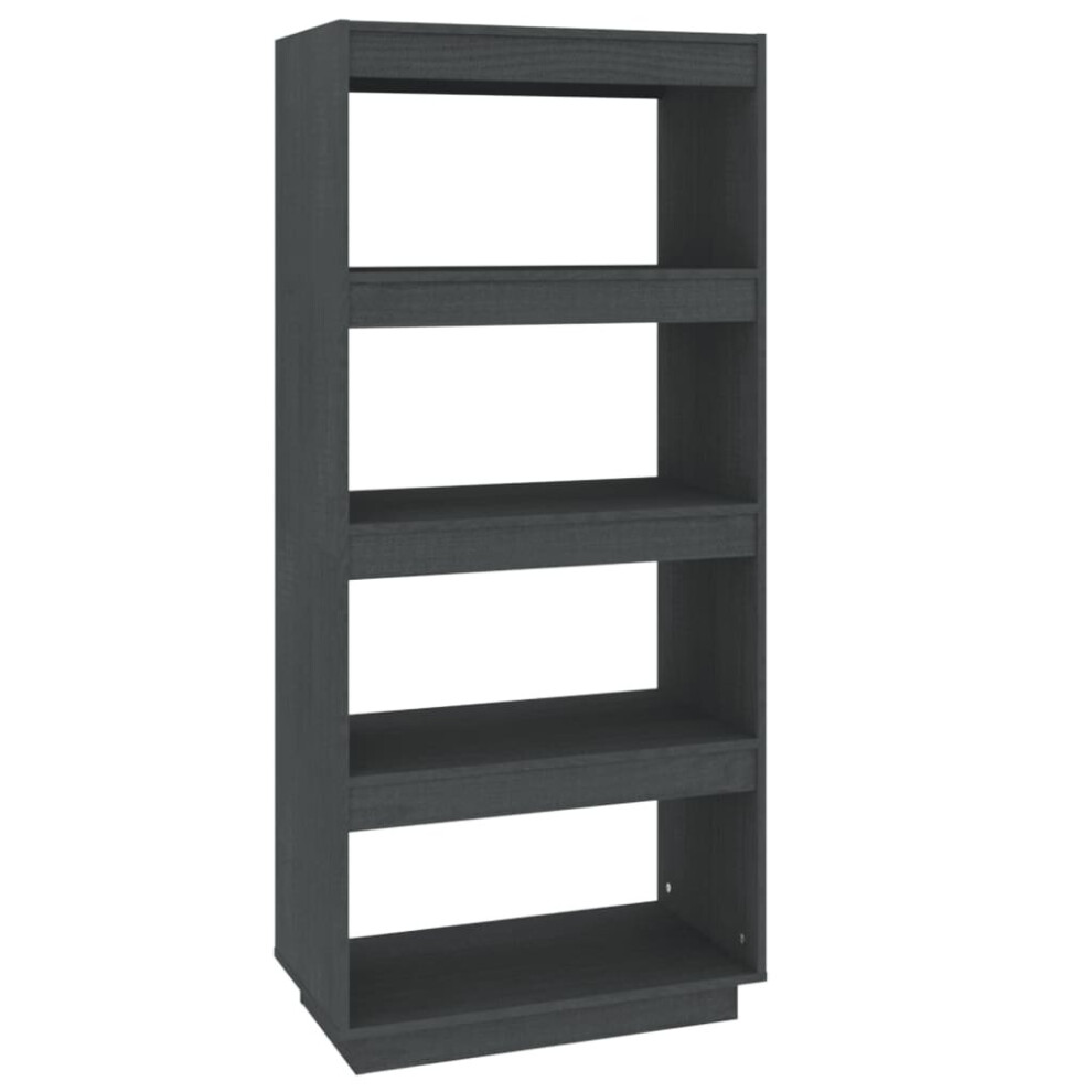 Vidaxl Book Cabinet Room Divider - Grey - 60x35x135cm - Solid Pinewood - Image 2