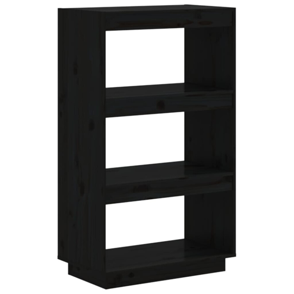 VidaXL Book Cabinet Room Divider - Black - 60x35x103 cm - Solid Pine Wood - Image 2