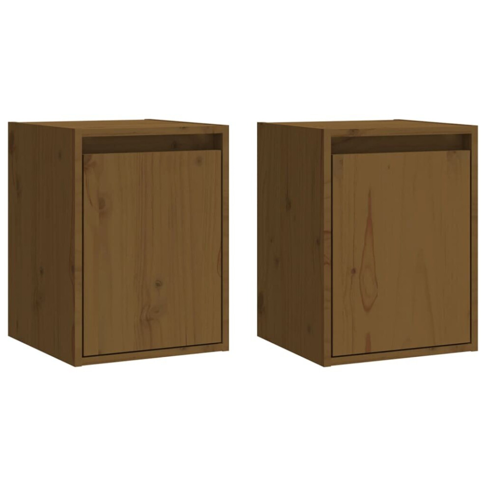 Vidaxl (Honey Brown, 2) Wall Cabinet Hanging Storage Cabinet Wall Cupboard Solid Wood Pine