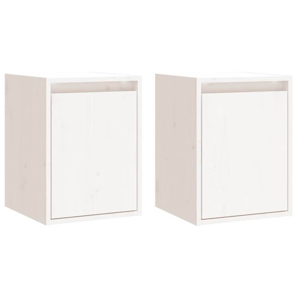 Vidaxl (White, 2) Wall Cabinet Hanging Storage Cabinet Wall Cupboard Solid Wood Pine