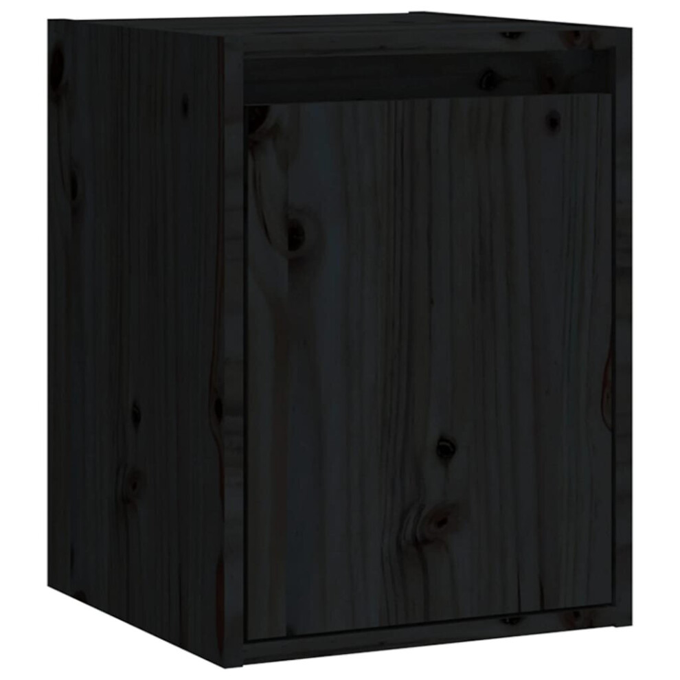 (black, 1) vidaXL Wall Cabinet Hanging Storage Cabinet Wall Cupboard Solid Wood Pine