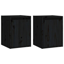 (black, 2) vidaXL Wall Cabinet Hanging Storage Cabinet Wall Cupboard Solid Wood Pine