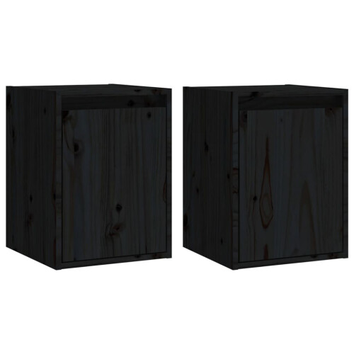 VidaXL (black, 2) vidaXL Wall Cabinet Hanging Storage Cabinet Wall Cupboard Solid Wood Pine