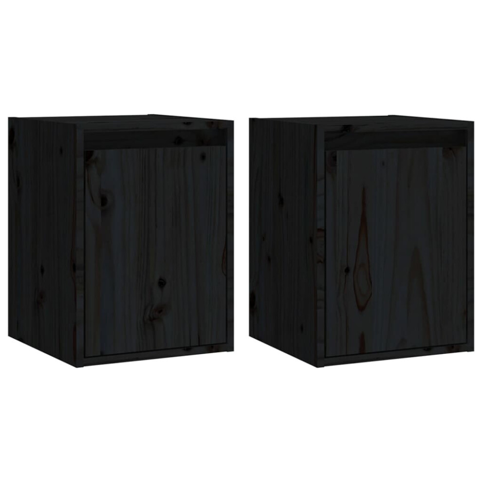 New Vidaxl (, 2) Wall Cabinet Hanging Storage Cabinet Wall Cupboard Solid Wood Pine Black 813484