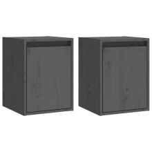 (grey, 2) vidaXL Wall Cabinet Hanging Storage Cabinet Wall Cupboard Solid Wood Pine