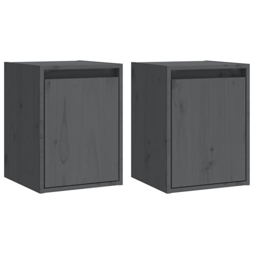 VidaXL (grey, 2) vidaXL Wall Cabinet Hanging Storage Cabinet Wall Cupboard Solid Wood Pine