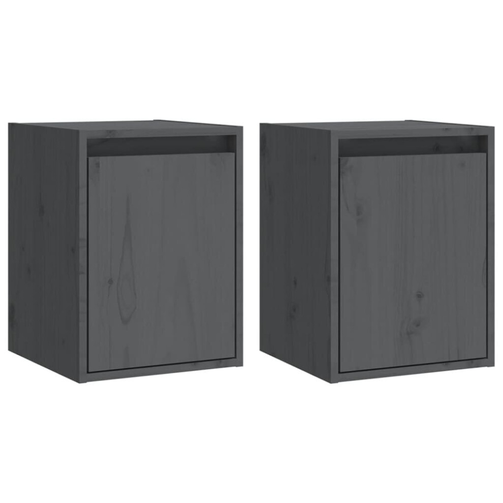 New Vidaxl (, 2) Wall Cabinet Hanging Storage Cabinet Wall Cupboard Solid Wood Pine Grey 813480