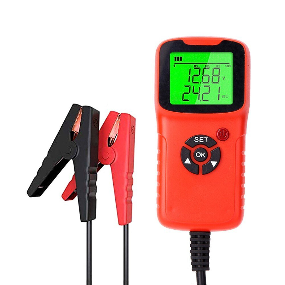 (Red) Car Battery Charger Tester Analyzer 12V 2000CCA Voltage Test Charge Circuit Automatic Diagnosis