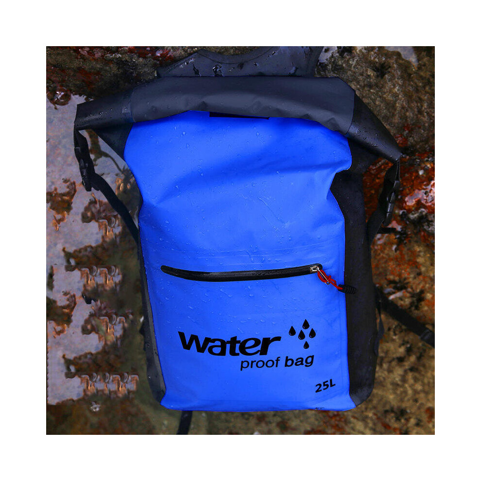 (Blue) 25L Outdoor Portable Folding Waterproof Backpack Sports Rafting Kayaking Canoeing Travel Bag