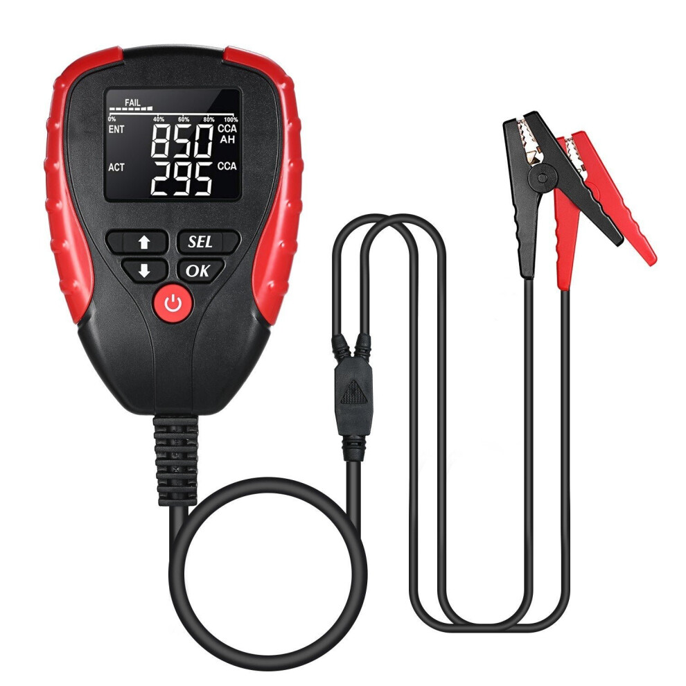 Digital 12V Car Battery Tester with AH/CCA Mode Automotive Load and Analyzer of Life Percentage,Voltage, Resistance CCA Value