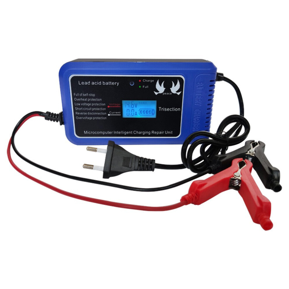 (US Plug) Intelligent Pluse Repairing Charger with LED Display Motorcycle Car Battery 12V 10A