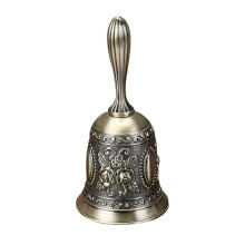 (Gold) Retro Metal Tone Copper School Dinner Shop Hand Bell Tea Bell Hand Held 2.2x4.5