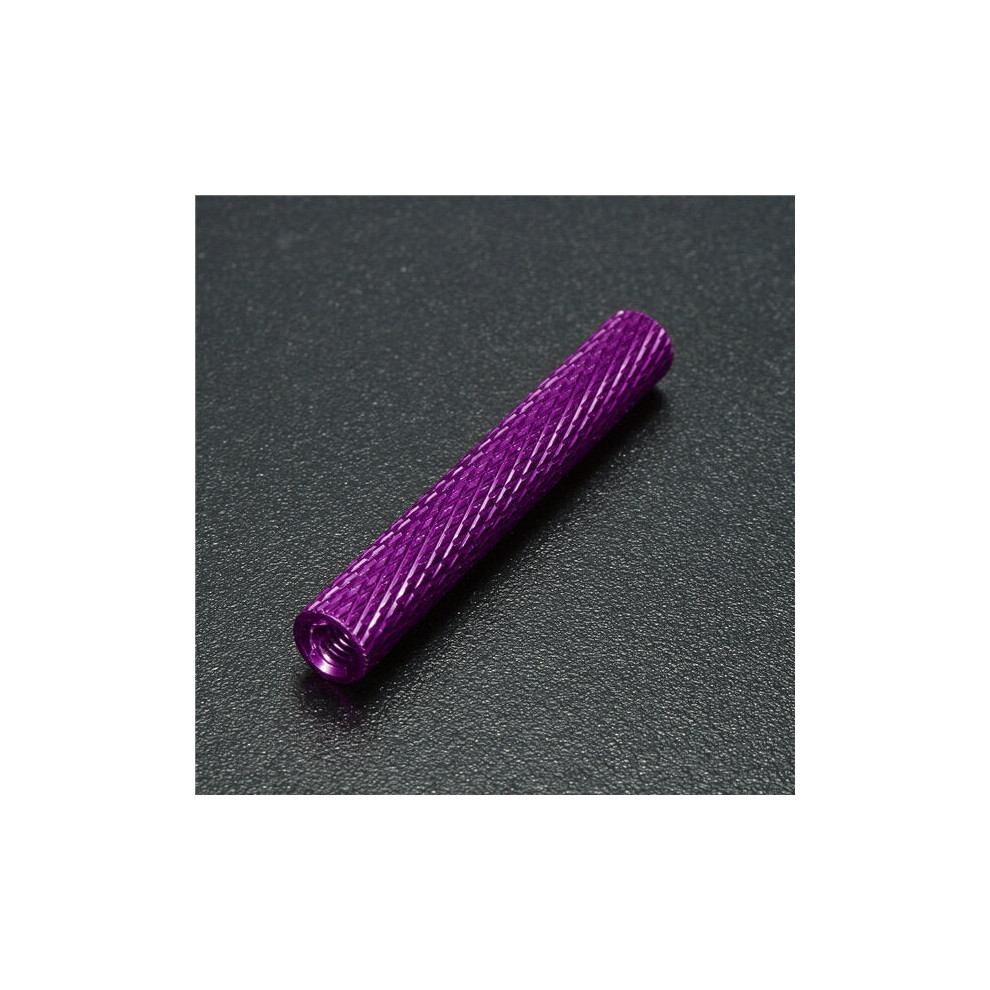 (Purple) M3AS8 10Pcs M3 35mm Knurled Standoff Bolt Aluminum Alloy 6061 Anodized Spacer Multicolor