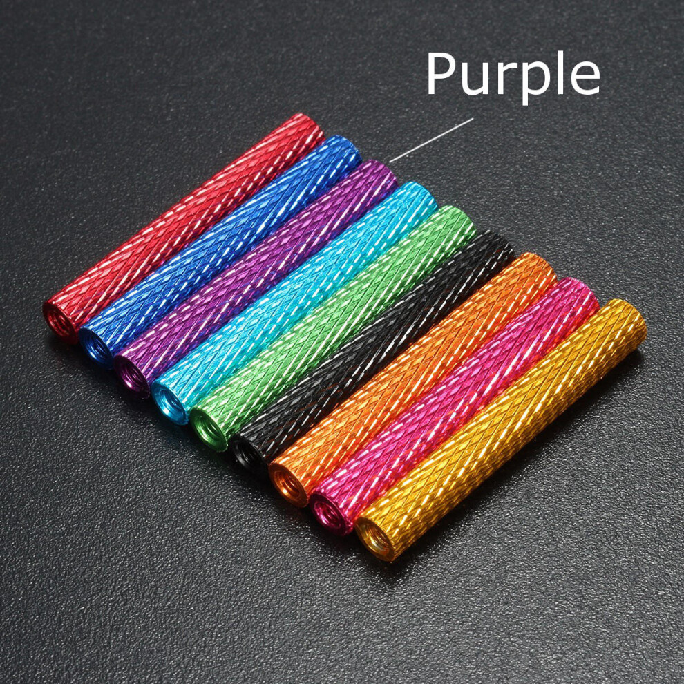 (Purple) M3AS9 10Pcs M3 40mm Knurled Standoff Bolt Aluminum Alloy 6061 Anodized Spacer Multicolor