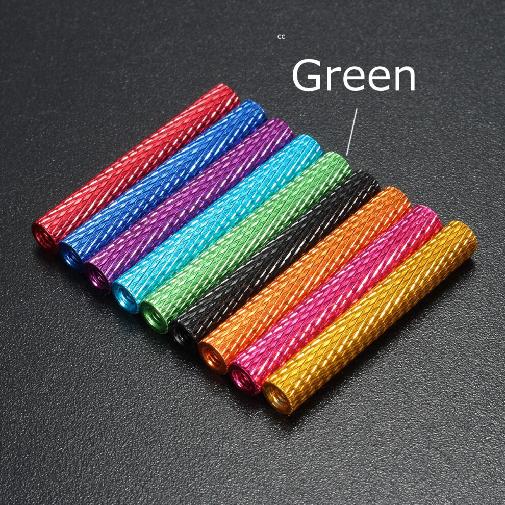 (Green) M3AS9 10Pcs M3 40mm Knurled Standoff Bolt Aluminum Alloy 6061 Anodized Spacer Multicolor