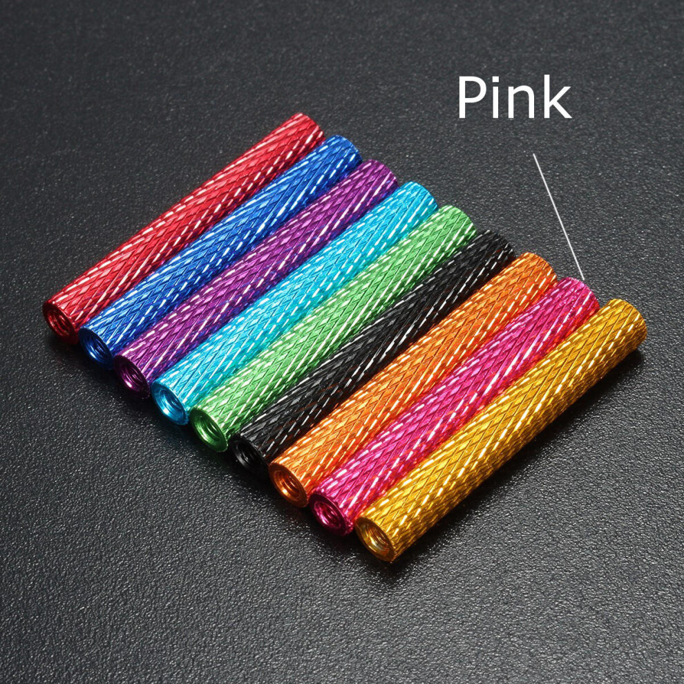 (Pink) M3AS9 10Pcs M3 40mm Knurled Standoff Bolt Aluminum Alloy 6061 Anodized Spacer Multicolor