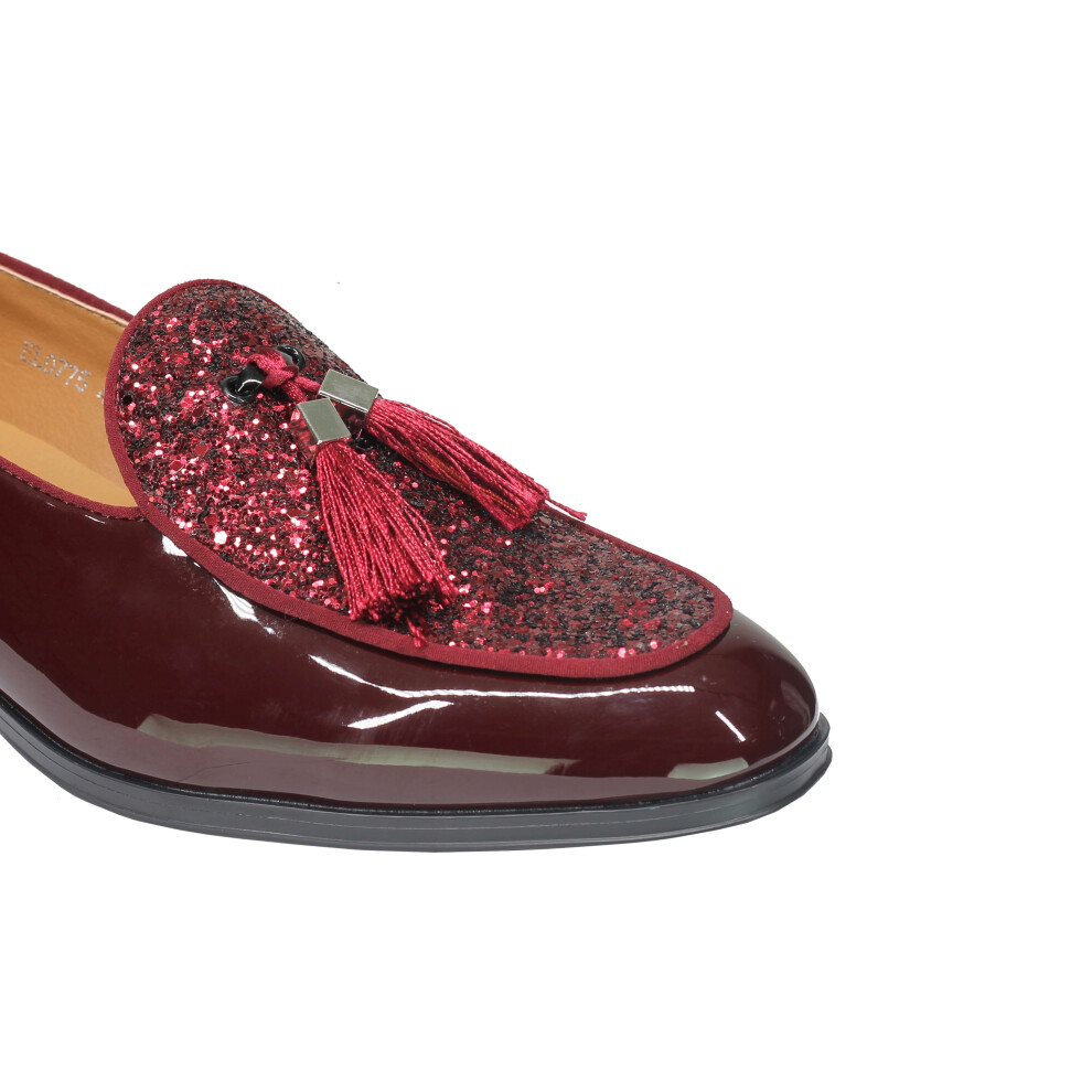 Red shiny loafers deals