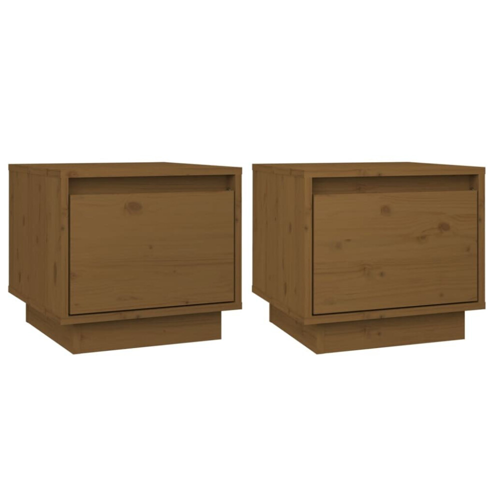 (honey brown, 2) vidaXL 1/2x Solid Wood Pine Bedside Cabinet Table Nightstand Multi Colours