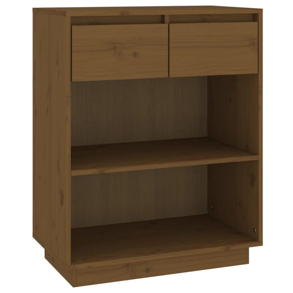 VIDAXL Console Cabinet - 2 Drawer 2 Open Shelf - Solid Pinewood - Honey Brown - 75 x 60 x 34cm - Image 2