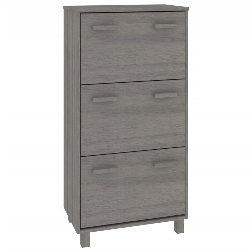 Vidaxl (Light Grey) Shoe Cabinet Solid Wood Pine Wooden Shoe Organiser Unit Multi Colours