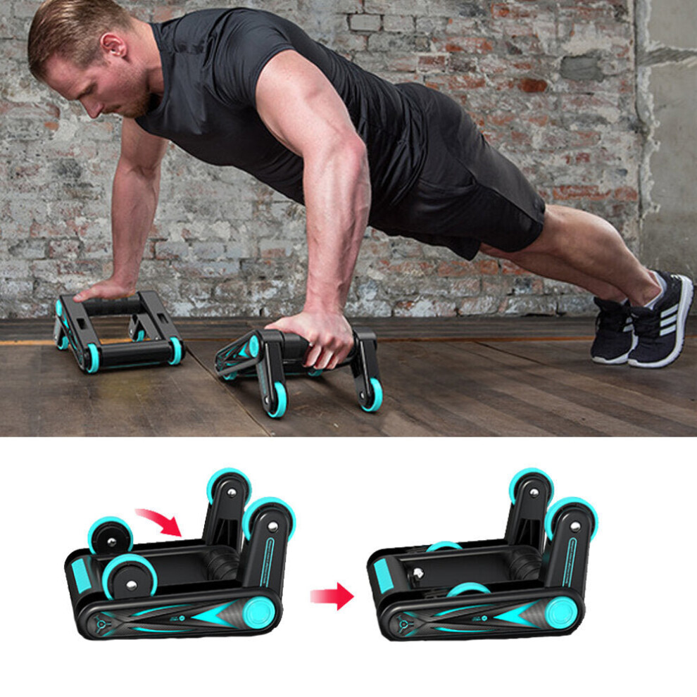 AB Roller 4 Wheel Folding Abdominal Muscle Exercise Gym Roller Home Fitness Training Equipment