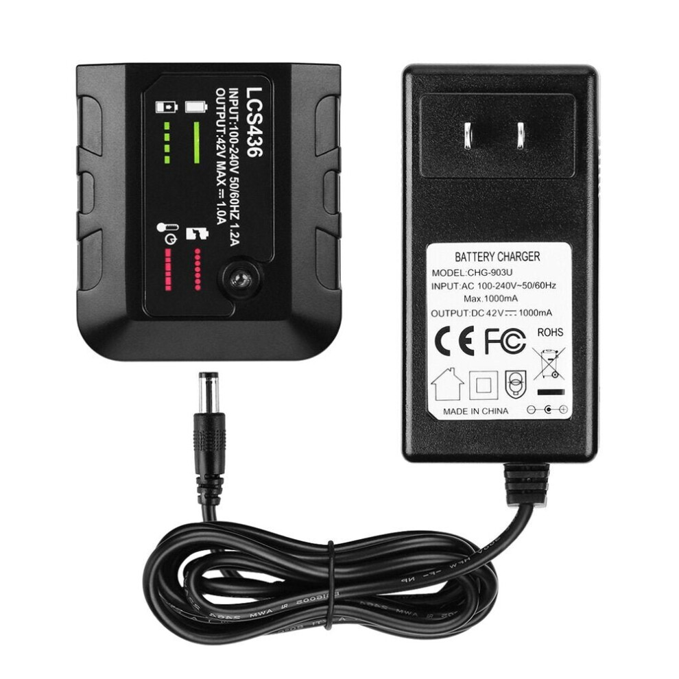 (EU Plug) 40V Tool Battery Charger for Black&Decker 40V Li-ion Replacement Battery LBXR36 LBX2040 with US EU UK AU Plug