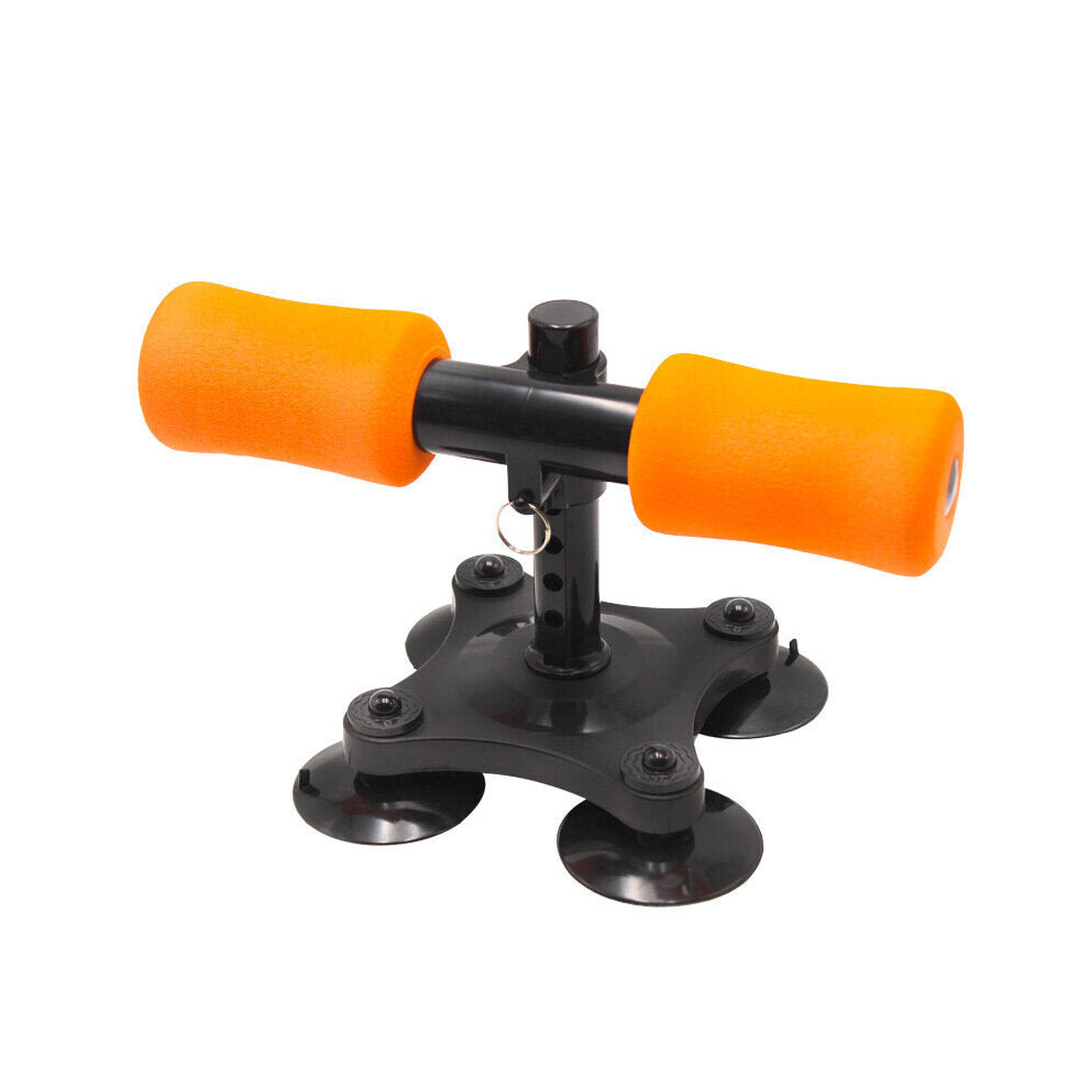 (Orange) 4-Suction Cup Portable Floor Workout Sit Up Bar Muscle Training Sit-up Aids Abdominal Trainer Home Exercise Tools