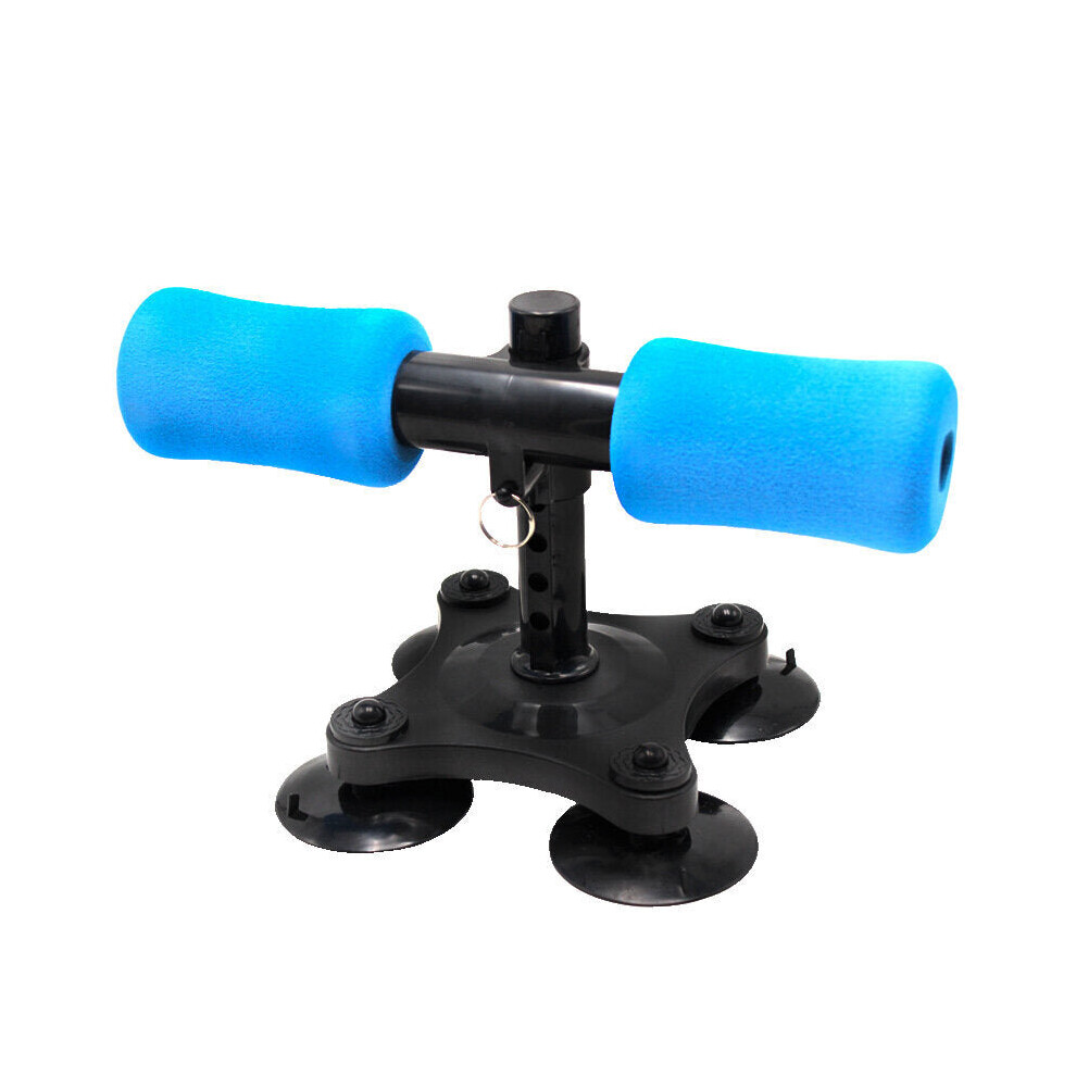 (Blue) 4-Suction Cup Portable Floor Workout Sit Up Bar Muscle Training Sit-up Aids Abdominal Trainer Home Exercise Tools