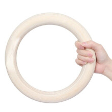(32mm) Procircle Wood Gymnastic Gym Rings with Adjustable Long Buckles Straps Workout For Home & Cross